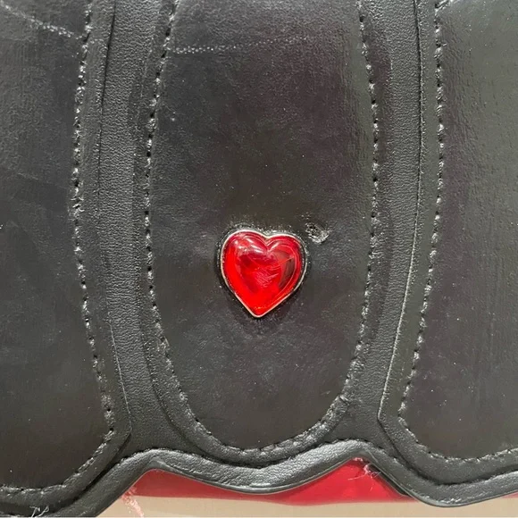 Crossbody Black Red Bat Vampire Purse Bag Spirit Halloween Grunge Punk Gothic - Picture 7 of 10